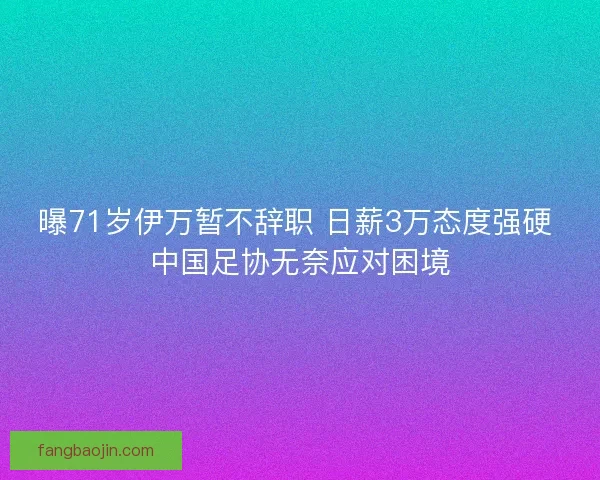曝71岁伊万暂不辞职 日薪3万态度强硬 中国足协无奈应对困境
