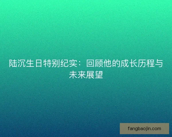 陆沉生日特别纪实：回顾他的成长历程与未来展望