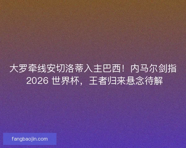 大罗牵线安切洛蒂入主巴西！内马尔剑指 2026 世界杯，王者归来悬念待解