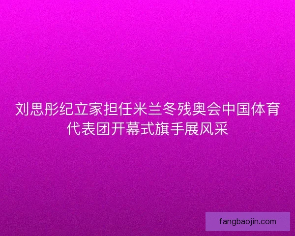 刘思彤纪立家担任米兰冬残奥会中国体育代表团开幕式旗手展风采