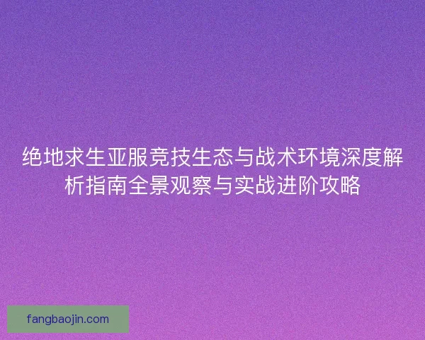 绝地求生亚服竞技生态与战术环境深度解析指南全景观察与实战进阶攻略