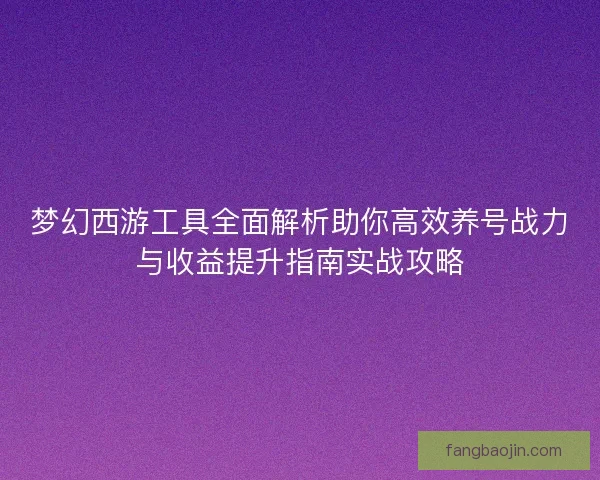 梦幻西游工具全面解析助你高效养号战力与收益提升指南实战攻略